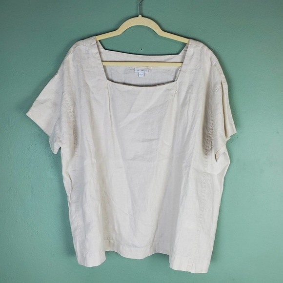 J. Jill Tops - J. Jill Women's PureJill White Linen Boxy Short Sleeve Shirt Size XL